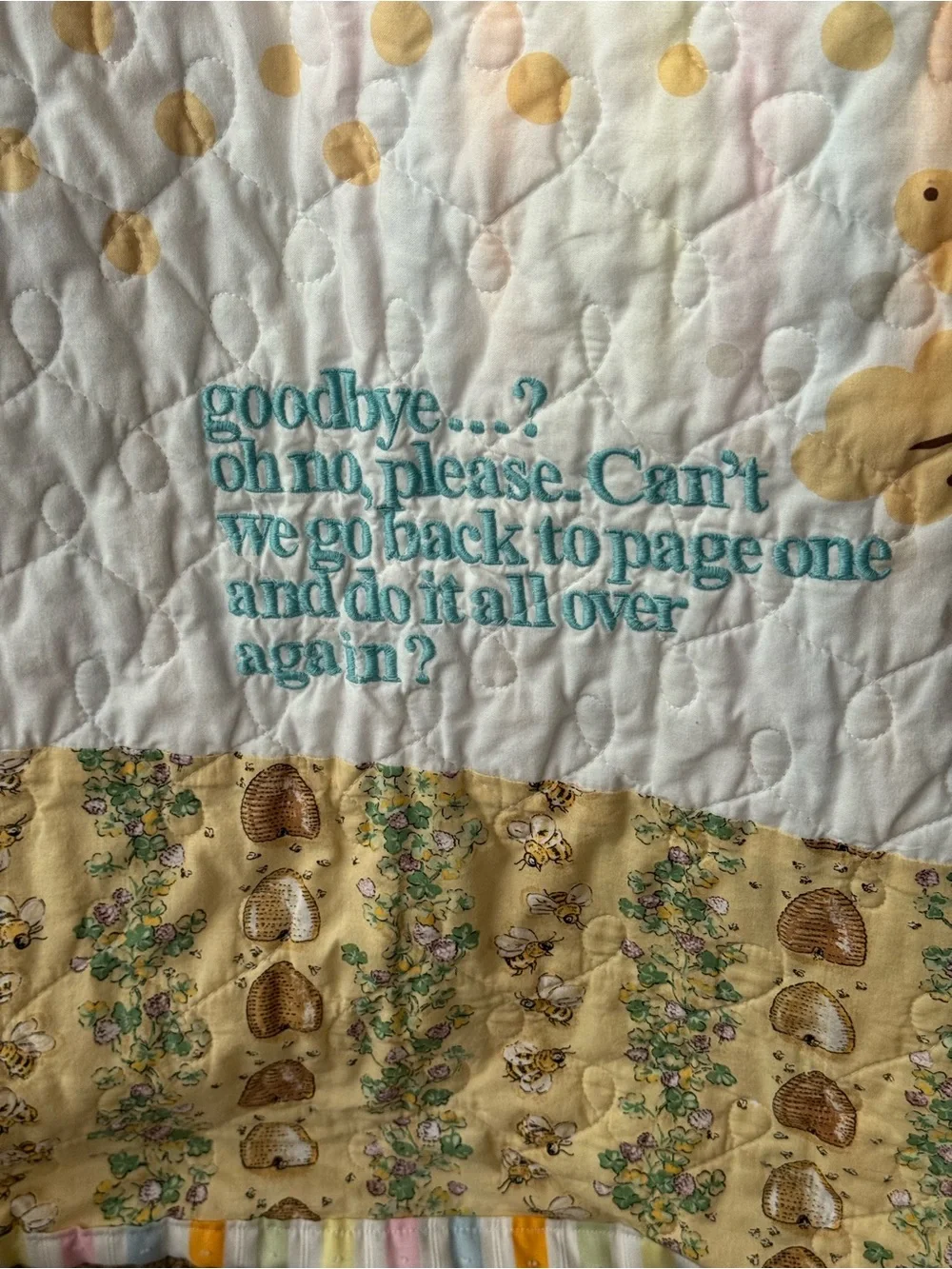 Winnie the Pooh honey pot and bees quilted blanket comforter 52” X 62”
